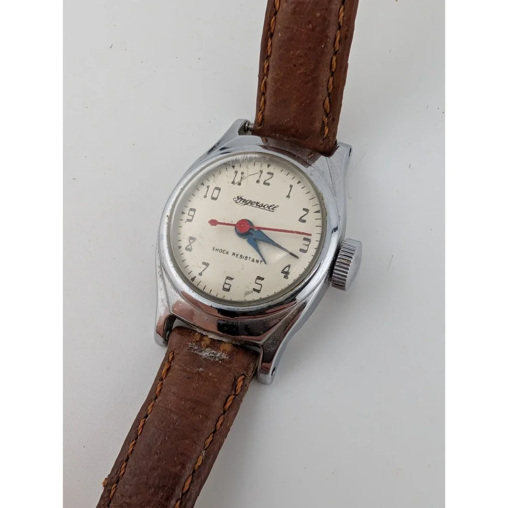 US Time Ingersoll Vintage Mechanical Women's Watch Leather Band- Working